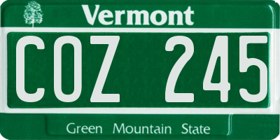 VT license plate COZ245