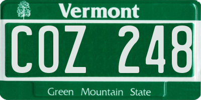 VT license plate COZ248