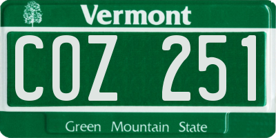 VT license plate COZ251