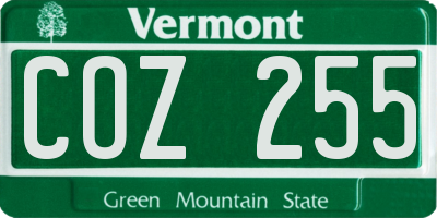 VT license plate COZ255