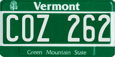 VT license plate COZ262