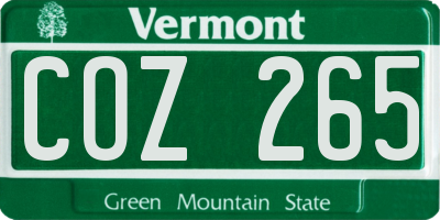 VT license plate COZ265