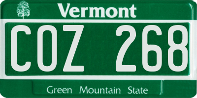 VT license plate COZ268