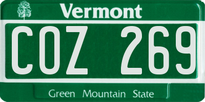 VT license plate COZ269