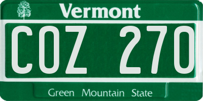 VT license plate COZ270