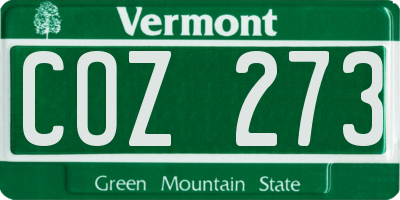 VT license plate COZ273