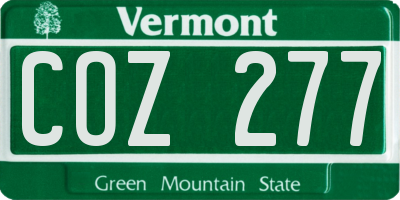 VT license plate COZ277