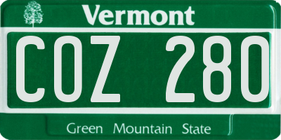 VT license plate COZ280