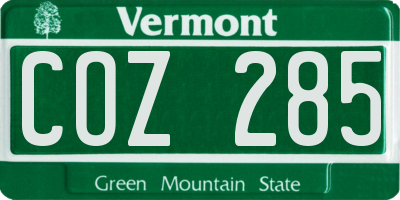 VT license plate COZ285