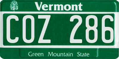 VT license plate COZ286