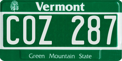 VT license plate COZ287