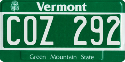 VT license plate COZ292