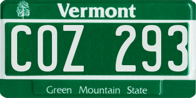 VT license plate COZ293