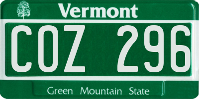 VT license plate COZ296