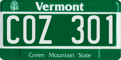 VT license plate COZ301