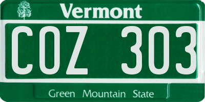 VT license plate COZ303