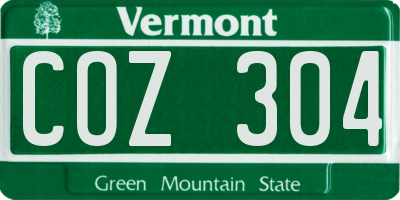 VT license plate COZ304