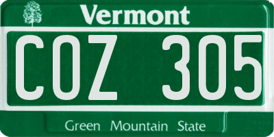 VT license plate COZ305