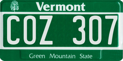VT license plate COZ307