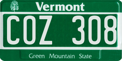 VT license plate COZ308
