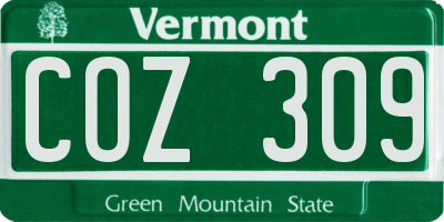 VT license plate COZ309