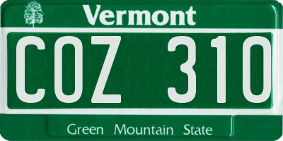 VT license plate COZ310