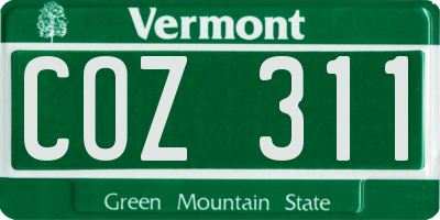 VT license plate COZ311