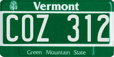 VT license plate COZ312