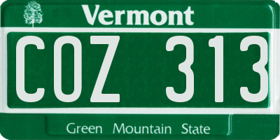 VT license plate COZ313