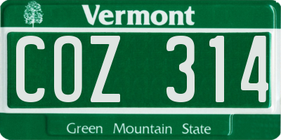 VT license plate COZ314