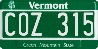 VT license plate COZ315