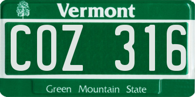 VT license plate COZ316