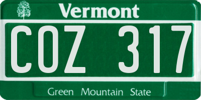 VT license plate COZ317