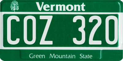 VT license plate COZ320