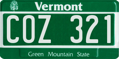 VT license plate COZ321