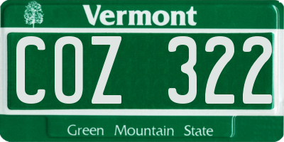 VT license plate COZ322
