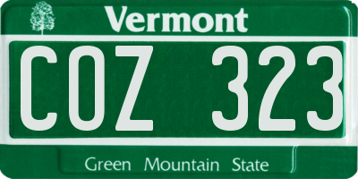 VT license plate COZ323