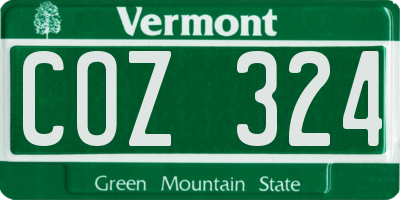 VT license plate COZ324