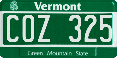 VT license plate COZ325