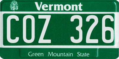 VT license plate COZ326