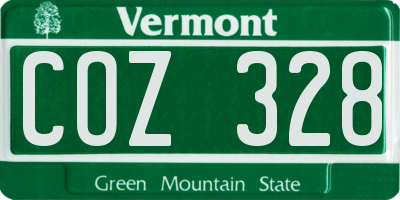 VT license plate COZ328