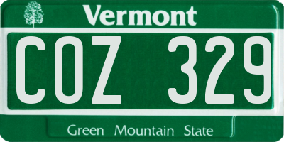 VT license plate COZ329