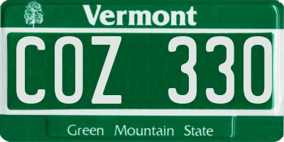VT license plate COZ330