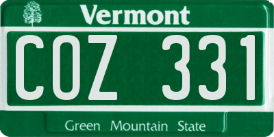 VT license plate COZ331