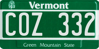 VT license plate COZ332