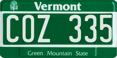 VT license plate COZ335