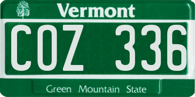 VT license plate COZ336