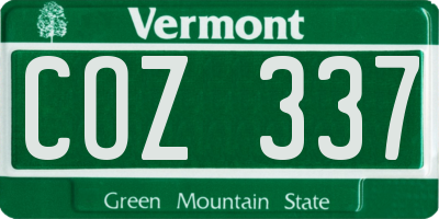 VT license plate COZ337
