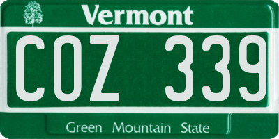 VT license plate COZ339