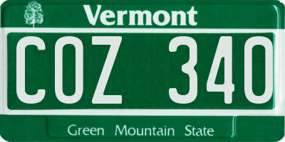 VT license plate COZ340